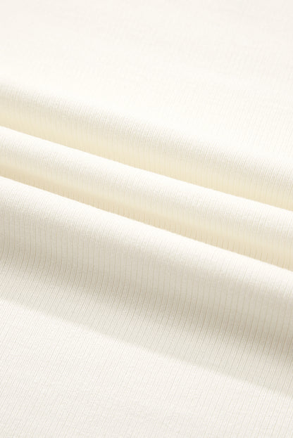 Black Ribbed Knit Lettuce Trim High Neck Long Sleeve Top