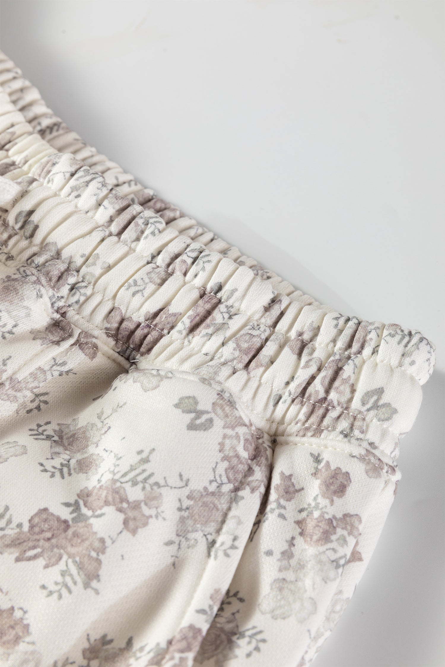 White Floral Print Casual Hoodie Drawstring Jogger Pant Set