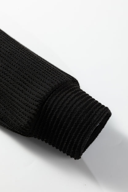 Racing Red Twisted Rib Outlined Merry Letter Graphic Loose Long Sleeve Top