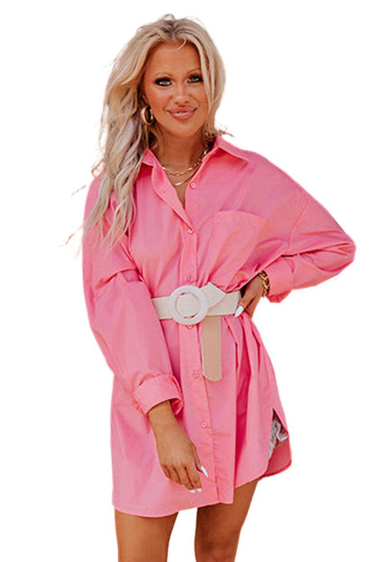 Solid Color Long Sleeve Oversized Tunic Shirt