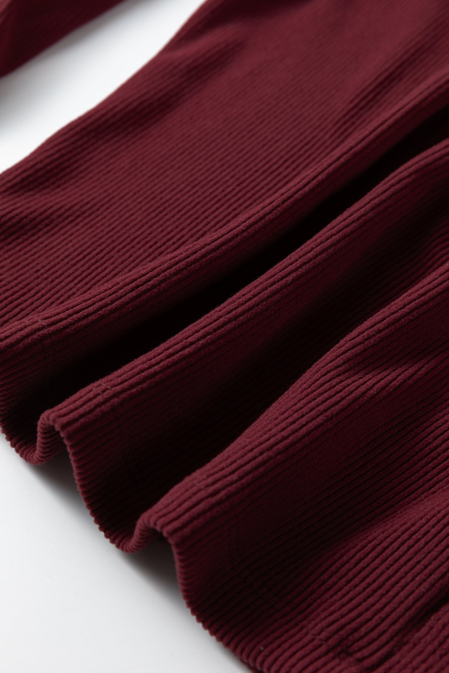 Coffee Ribbed Solid Color U Neck Cropped Long Sleeve Top