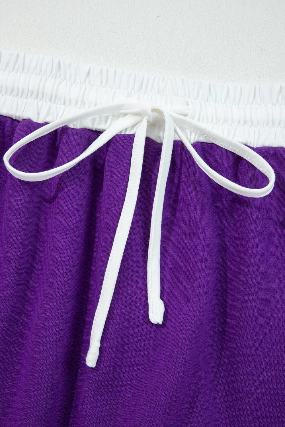 Tillandsia Purple Varsity Stripe Detail Drop Shoulder Pullover Mini Skirt Set