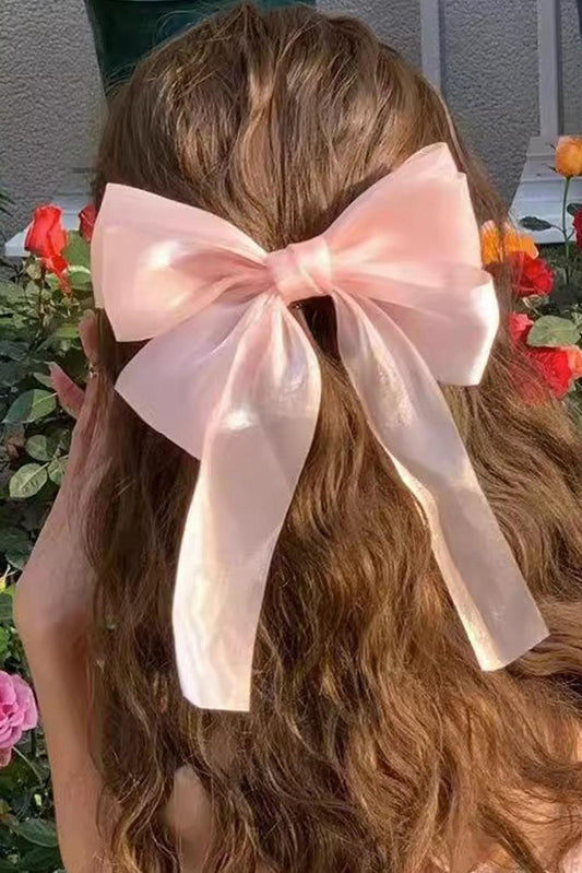 Apricot Pink Gauze Bowknot Hair Clip - L & M Kee, LLC