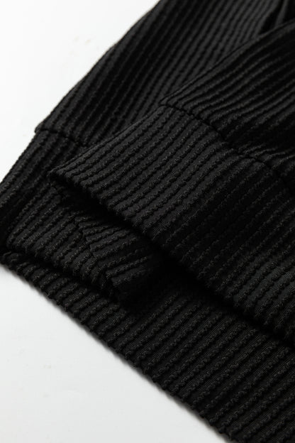 Racing Red Twisted Rib Outlined Merry Letter Graphic Loose Long Sleeve Top