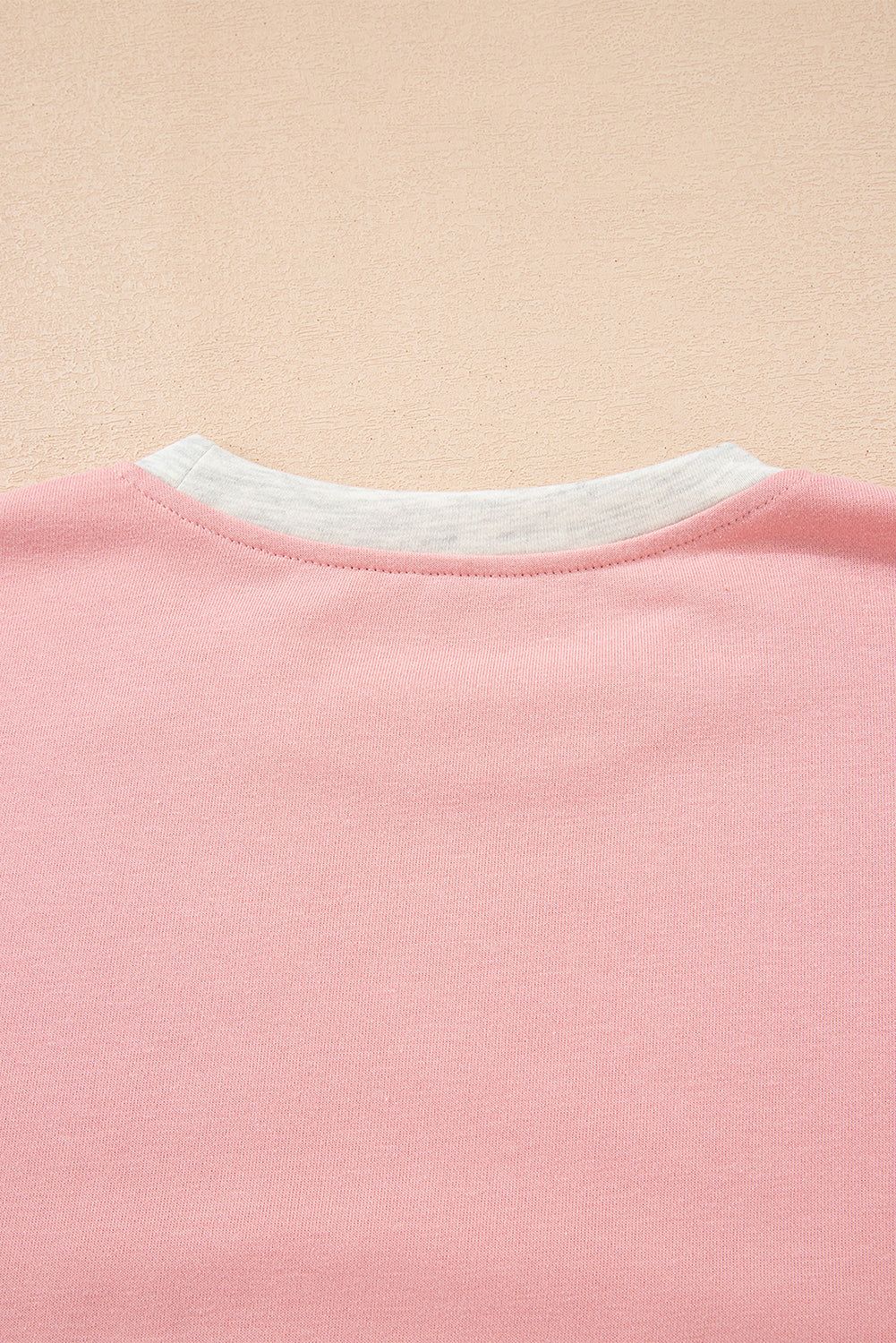 Rose Red 2pcs Color Block Pullover Loose Pant Set