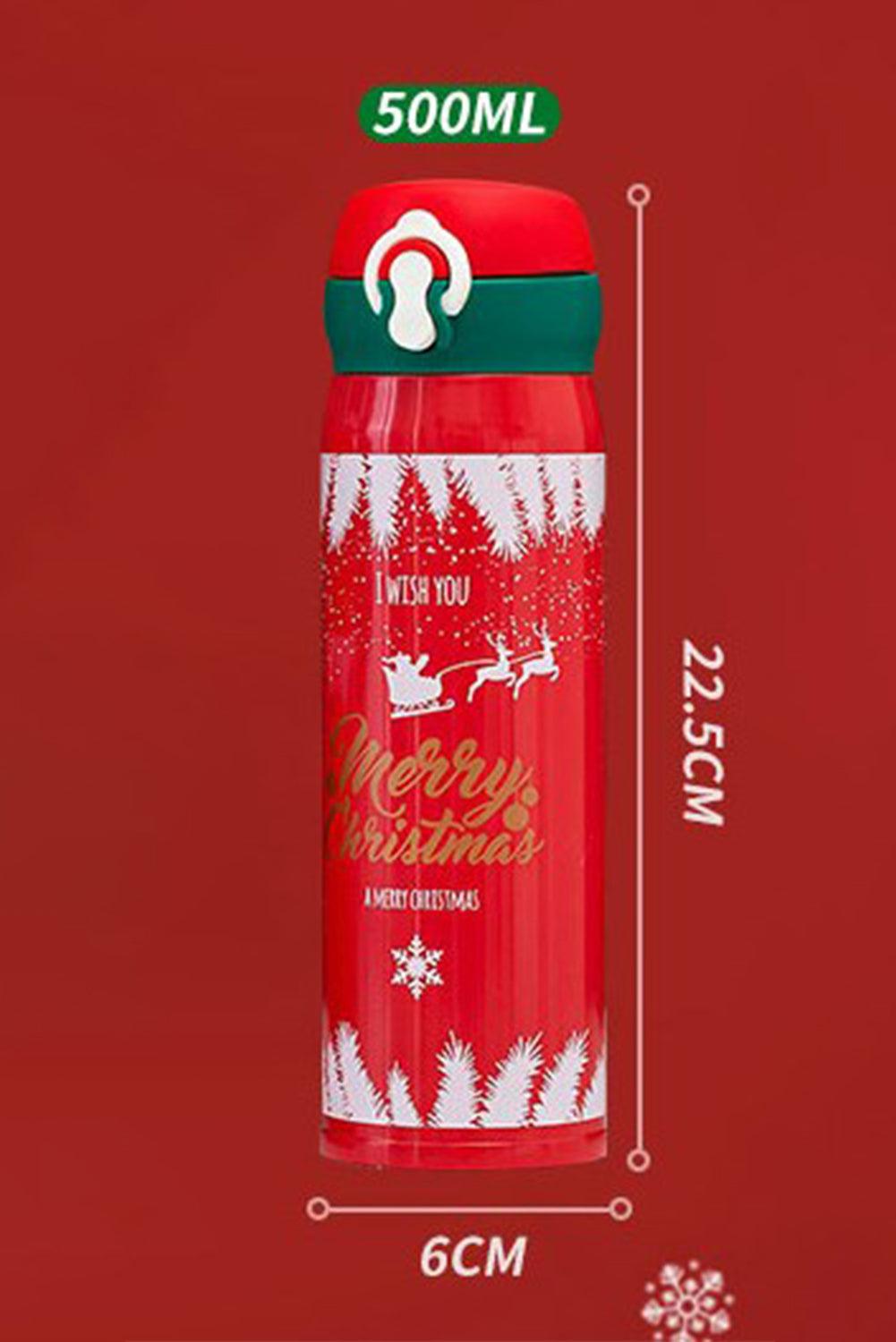 Fiery Red Merry Christmas Graphic Vacuum Cup - L & M Kee, LLC