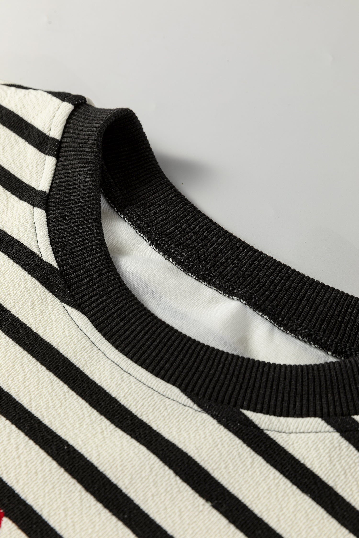 White Stripe Contrast MERRY Letter Christmas Print Drop Shoulder Sweatshirt