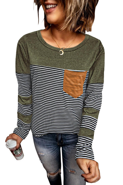 Black Pinstripe Patch Pocket Top - L & M Kee, LLC