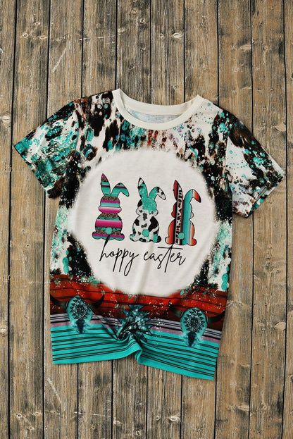 Green Western Tie Dye Hoppy Easter Bunny Graphic Tee - L & M Kee, LLC