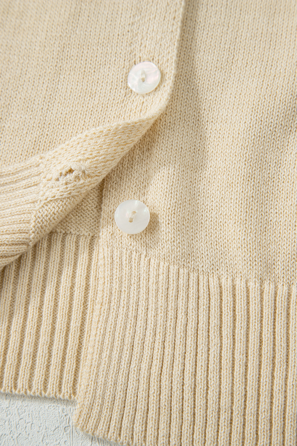 Apricot Buttoned Front Rolled Hem Cap Sleeve Sweater Top