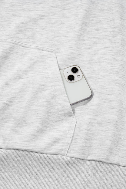 Light Grey Camouflage Patchwork Asymmetric Sleeve Plus Size Hoodie