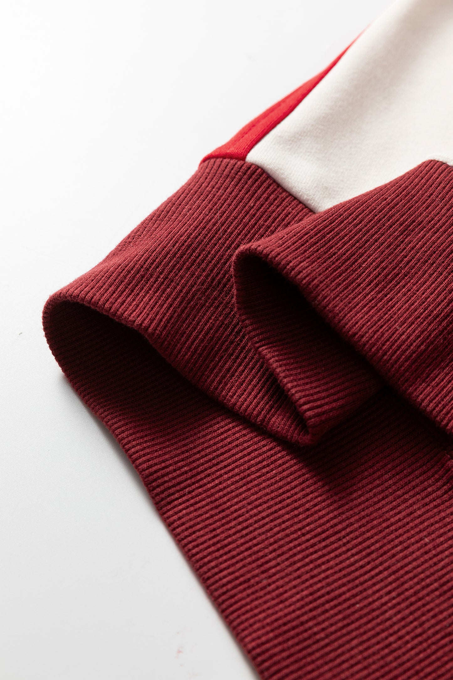 Fiery Red Color Block Patchwork Snap Button Oversize Hoodie