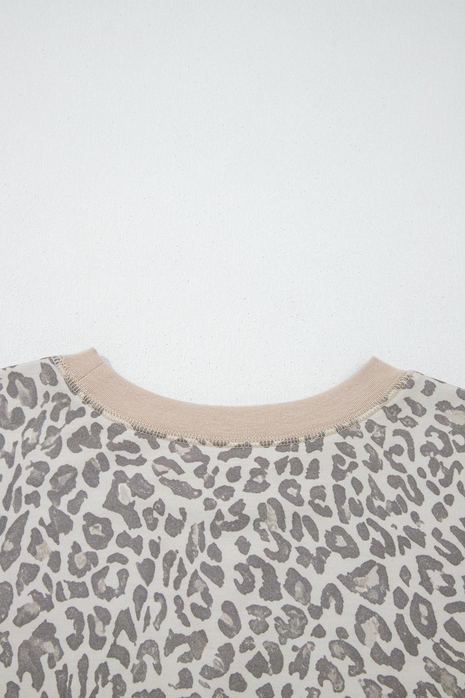 Brown Leopard Print Patchwork Crew Neck Sweatshirt