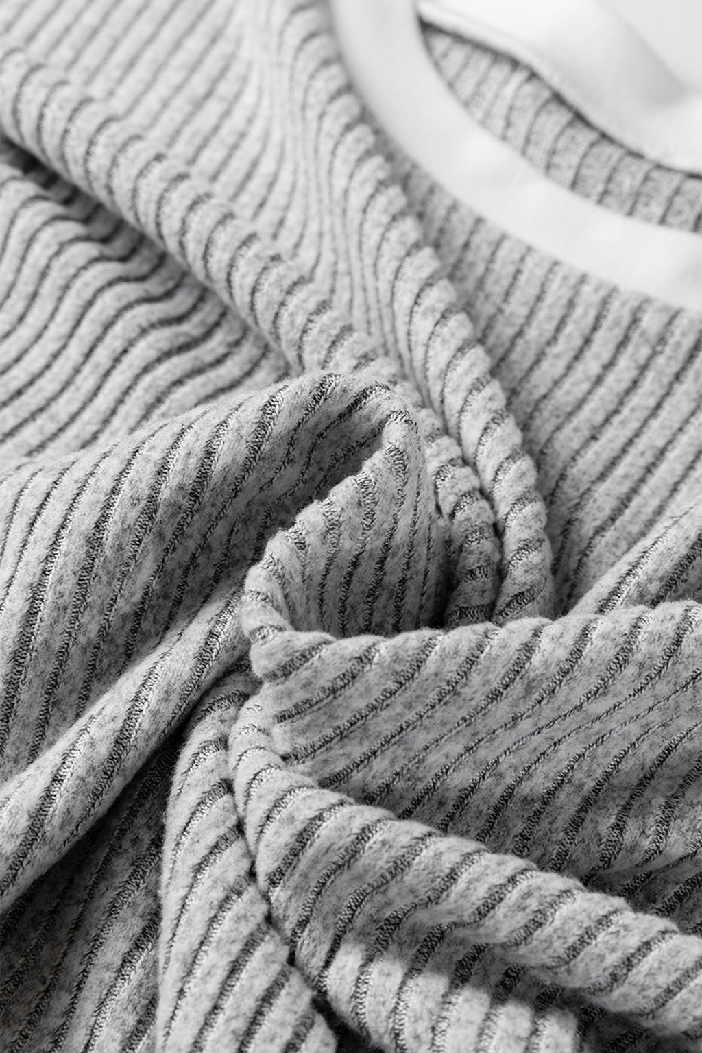 Gray Leopard Print Colorblock Patchwork Ribbed Knit Top