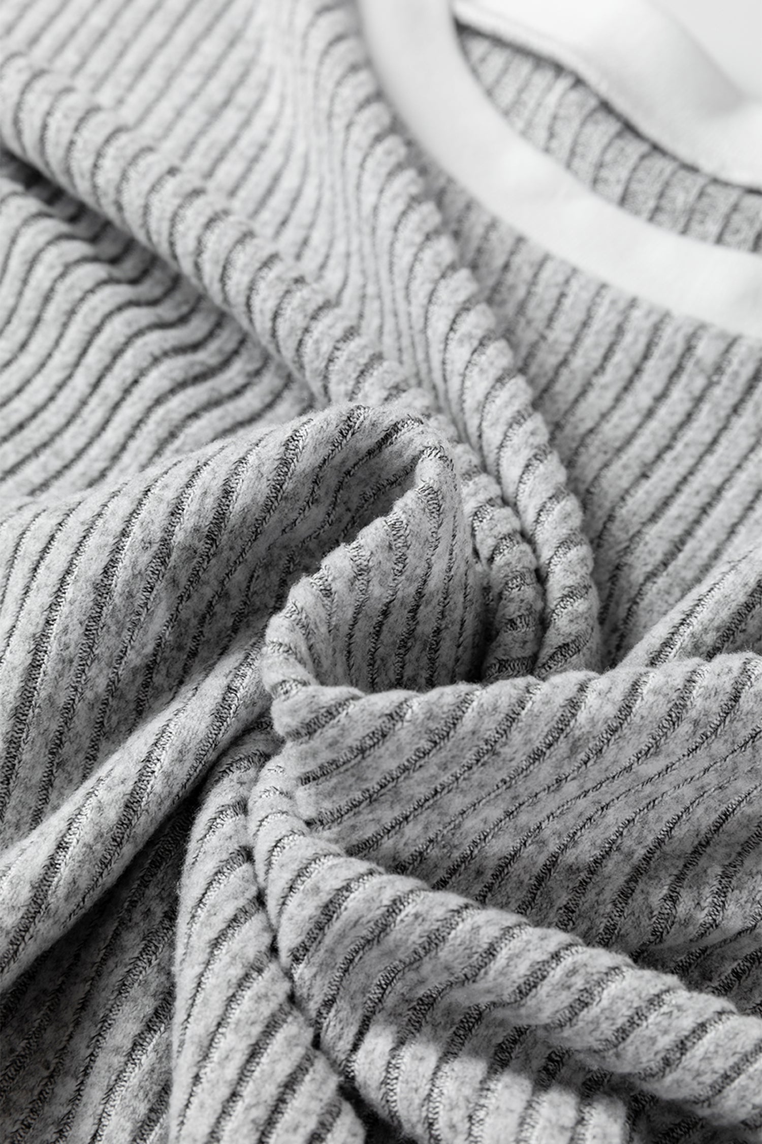 Gray Leopard Print Colorblock Patchwork Ribbed Knit Top