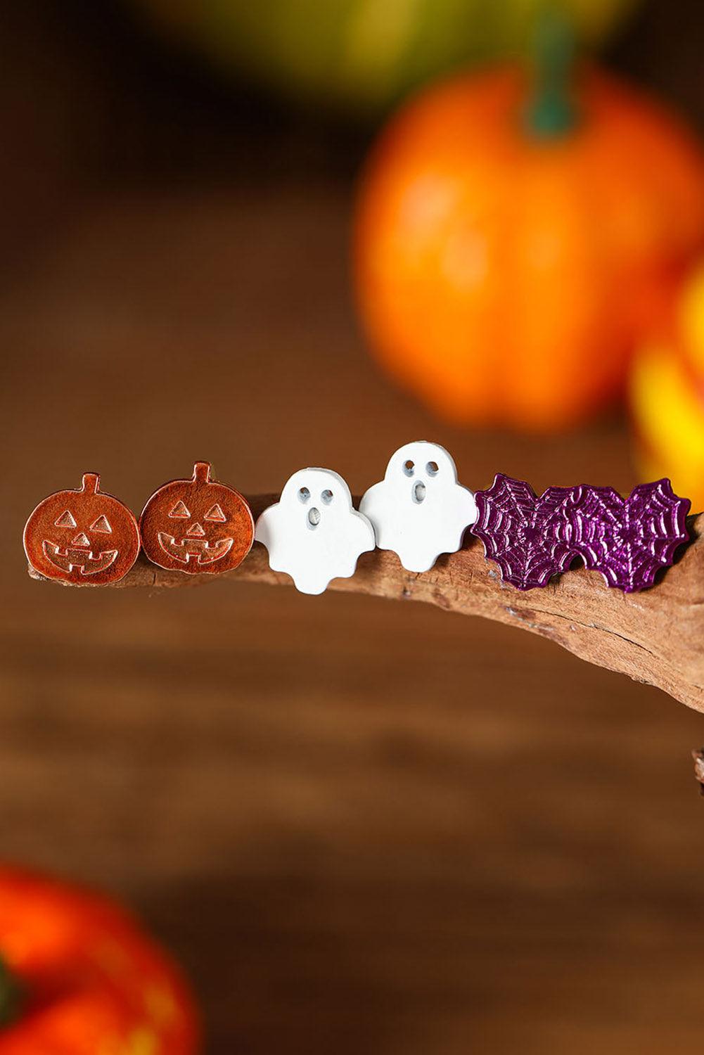 Multicolour Halloween Ornament Stud Earrings - L & M Kee, LLC