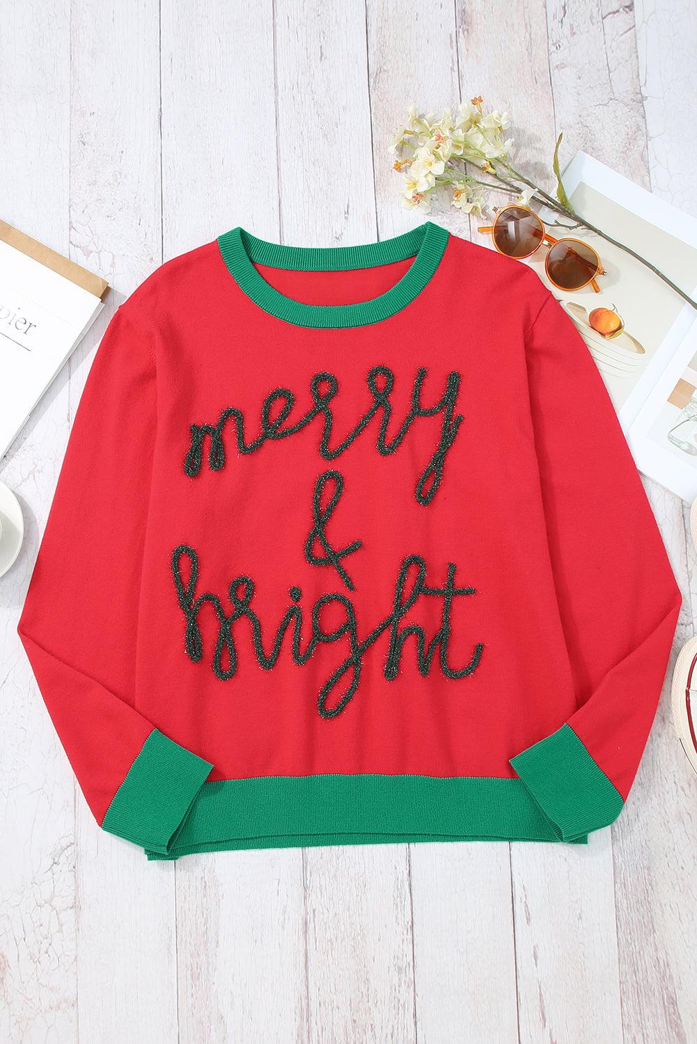White Merry & Bright Round Neck Casual Sweater - L & M Kee, LLC