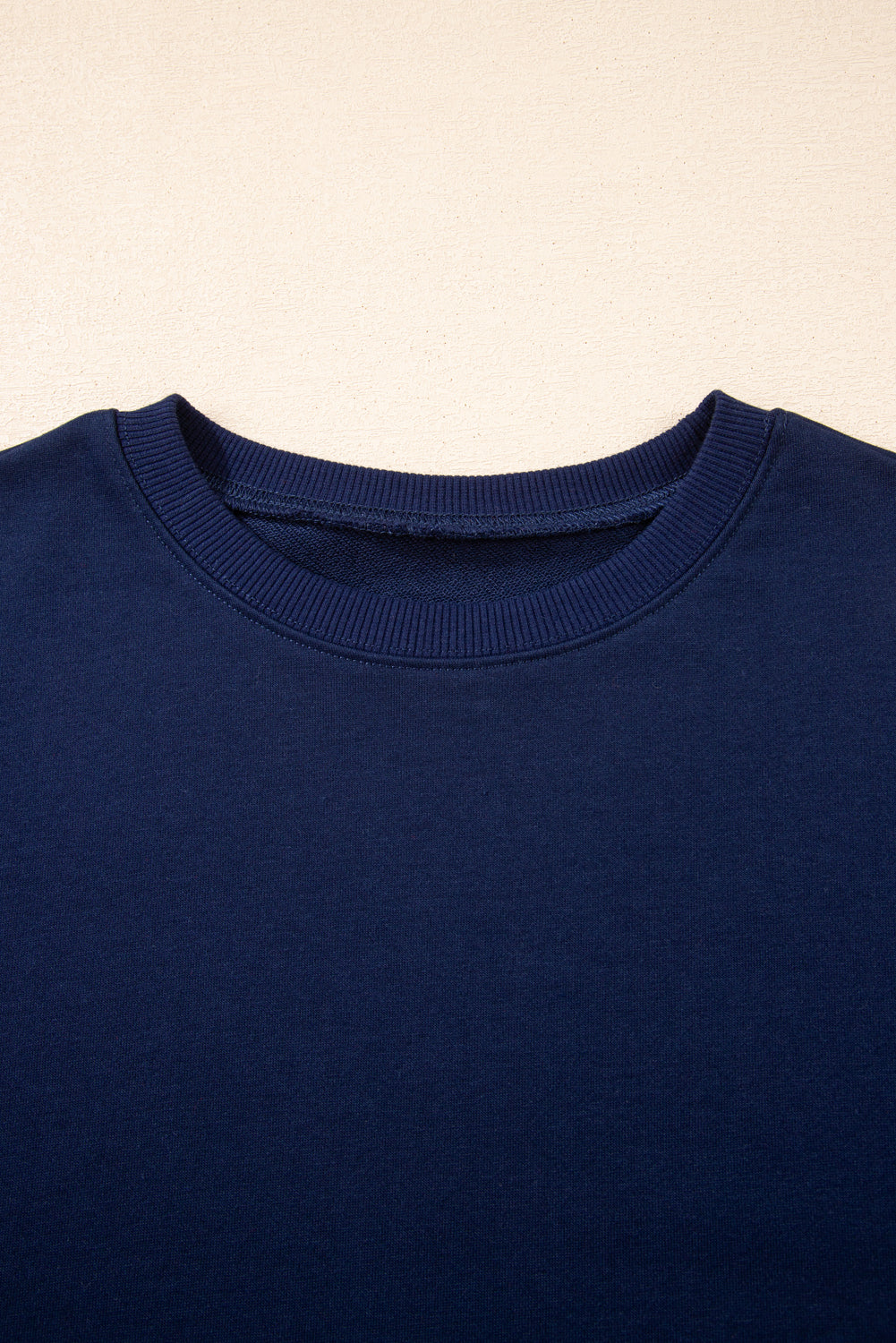 Navy Blue Varsity Stripe Detail Drop Shoulder Pullover Mini Skirt Set