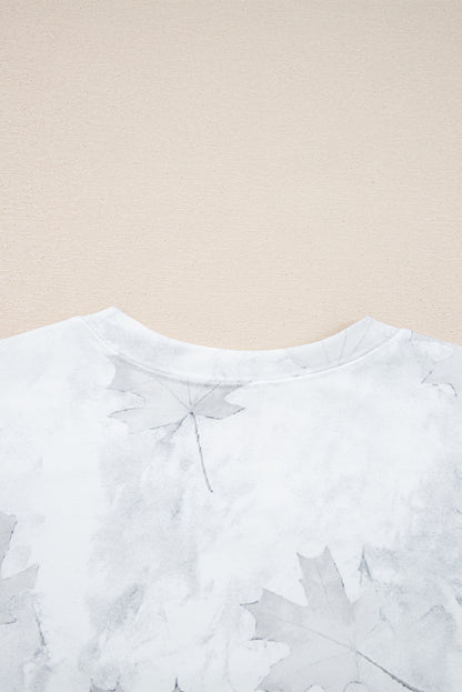 Beige Camo Print Pullover Top and Elastic Waist Casual Short Set