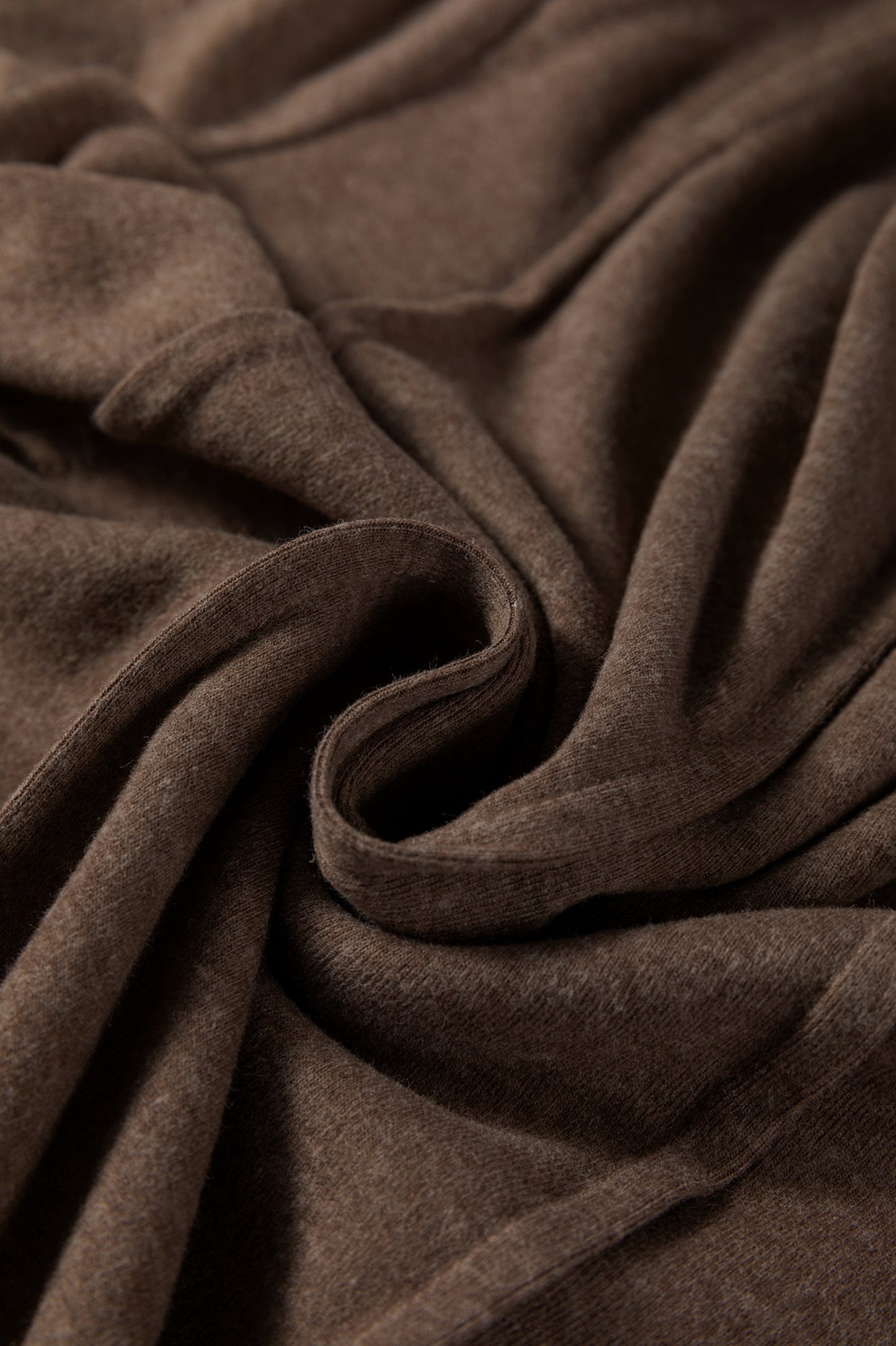 Chicory Coffee Solid Exposed Seam Crew Neck Long Sleeve Top