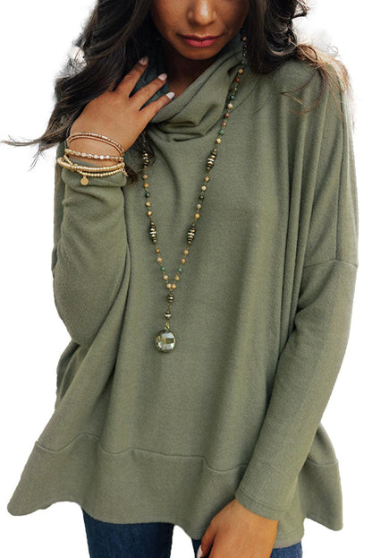 Jungle Green Cowl Neck Shift Tunic Top - L & M Kee, LLC