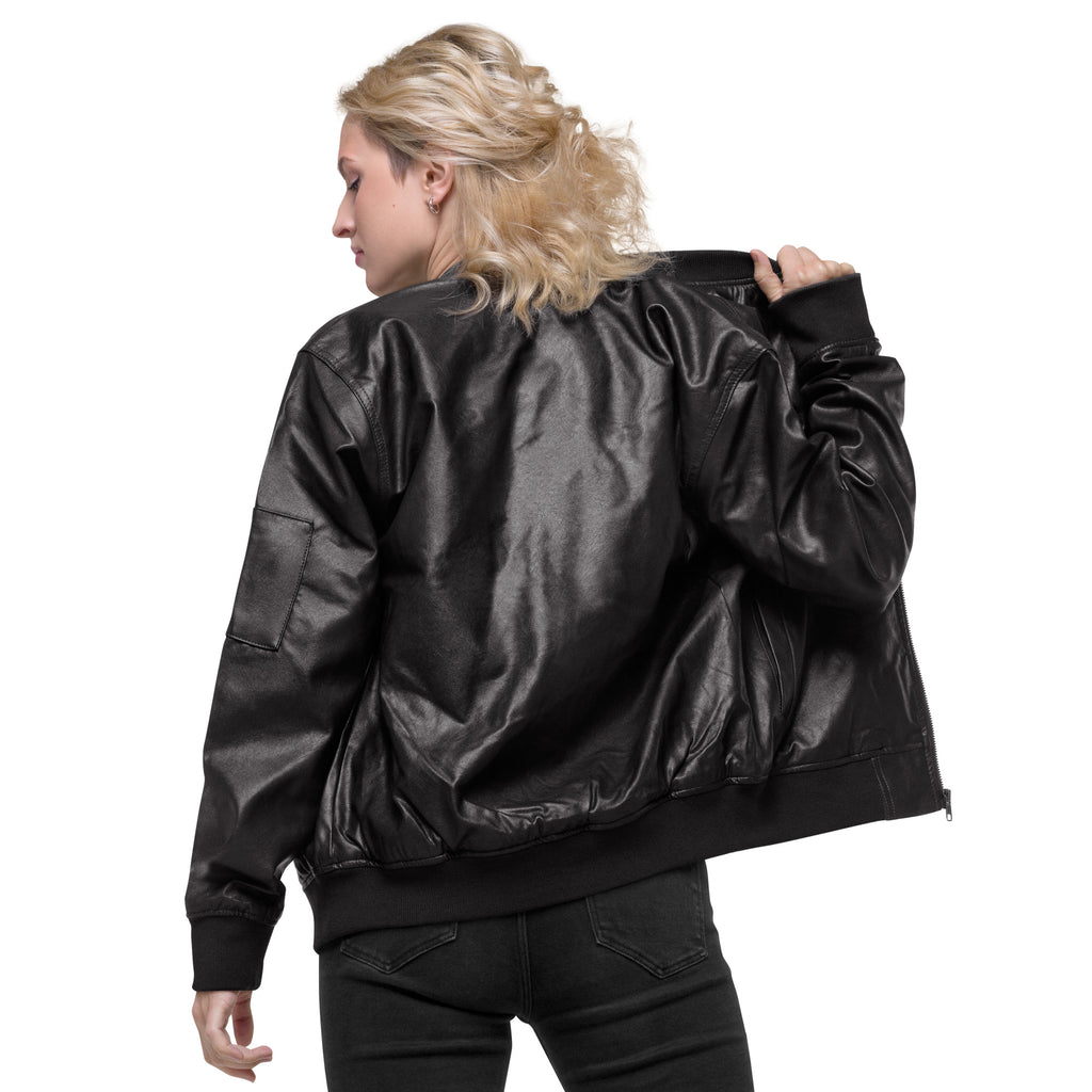 Heart Mom Leather Bomber Jacket