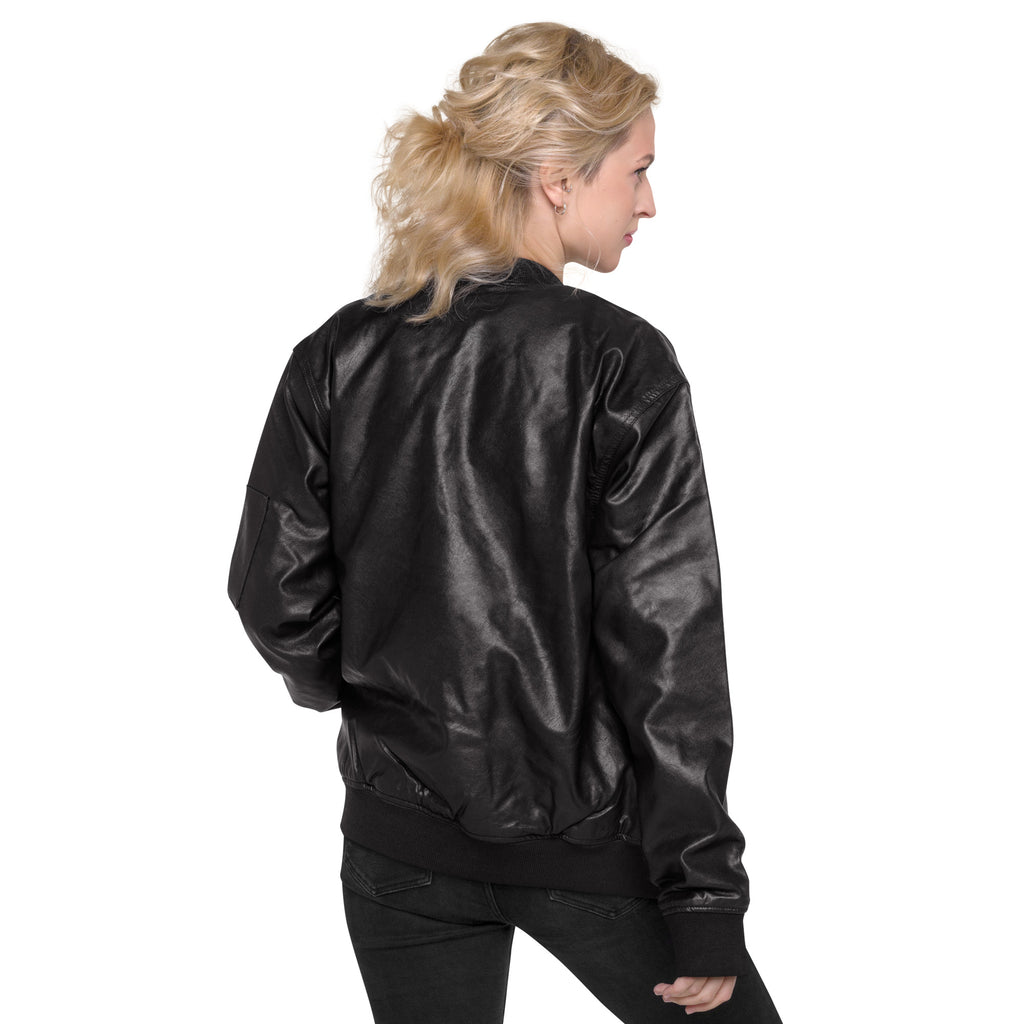 Heart Mom Leather Bomber Jacket