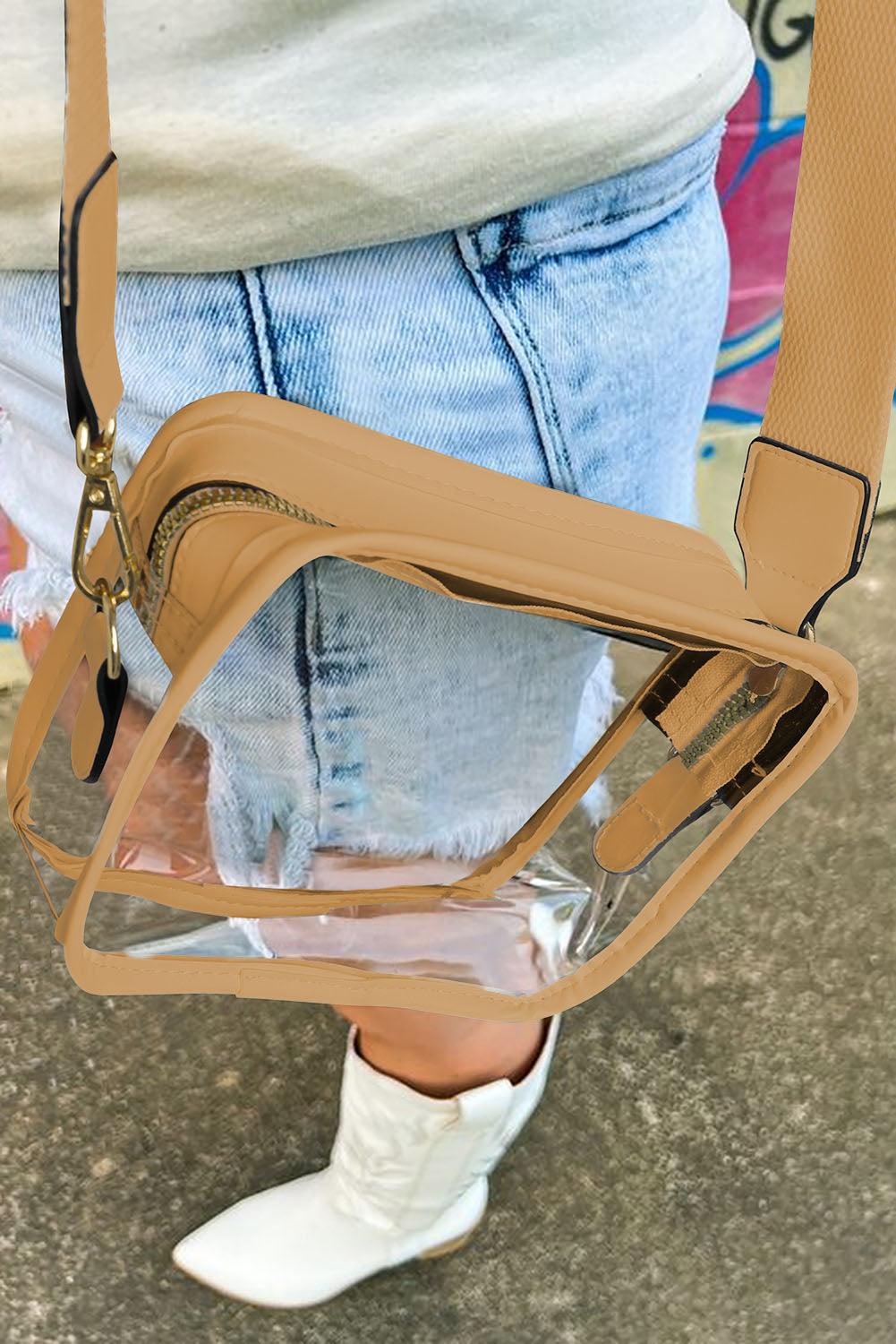 Valerian Clear PVC Leather Strap Crossbody Bag - L & M Kee, LLC