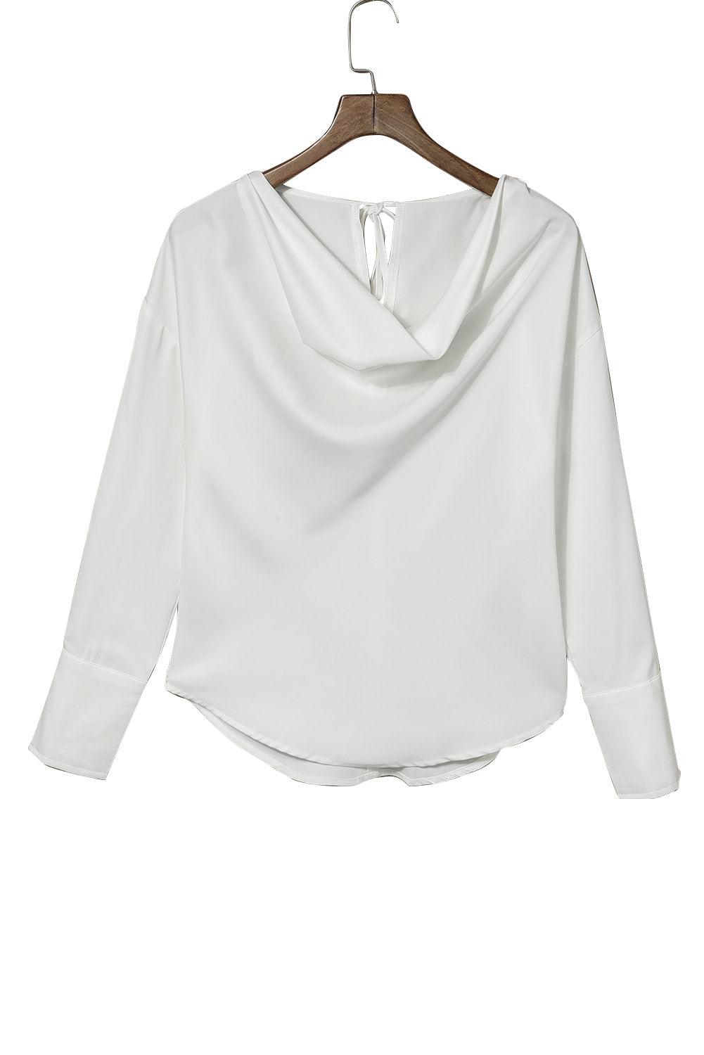 Cowl Neck Long Sleeve Elegant Blouse - L & M Kee, LLC