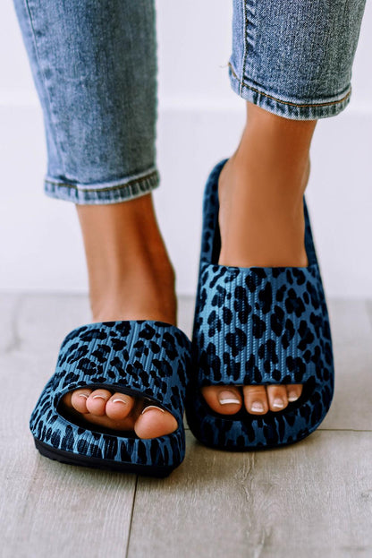 Black Print Thick Sole Slip On Slippers - L & M Kee, LLC