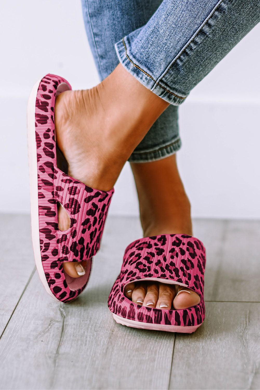 Black Print Thick Sole Slip On Slippers - L & M Kee, LLC