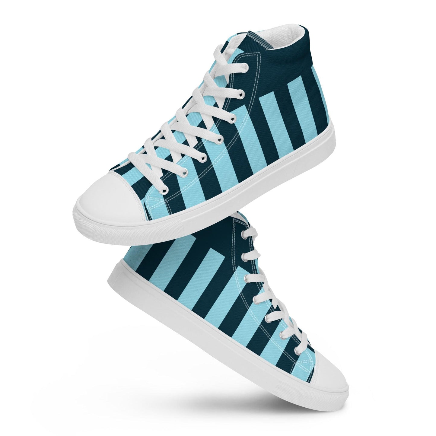 Blue Stripe Men’s High Top Canvas Shoes - L & M Kee, LLC