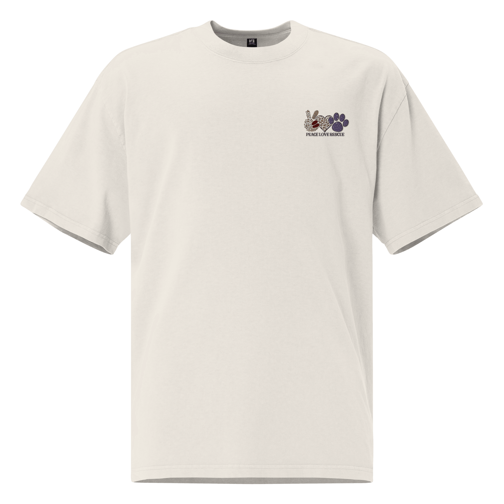 Embroidered Oversized Peace Love Rescue T-Shirt - L & M Kee, LLC