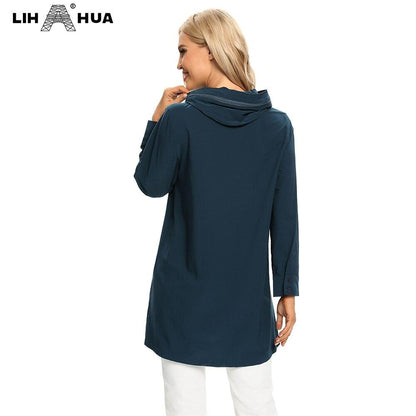 Women's Plus Size Windbreaker Mid-Length Hooded Jacket Spring And