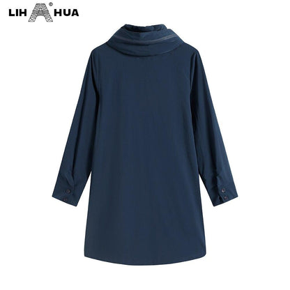 Women's Plus Size Windbreaker Mid-Length Hooded Jacket Spring And