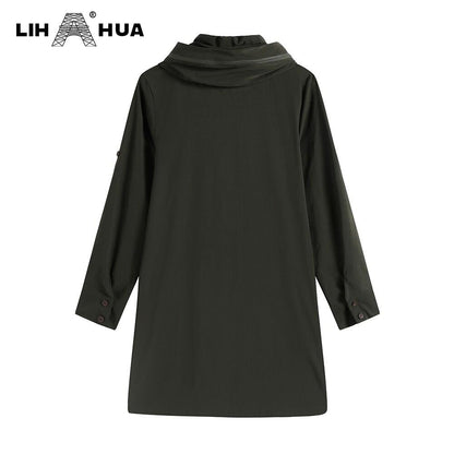 Women's Plus Size Windbreaker Mid-Length Hooded Jacket Spring And