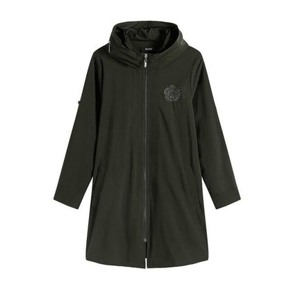 Women's Plus Size Windbreaker Mid-Length Hooded Jacket Spring And