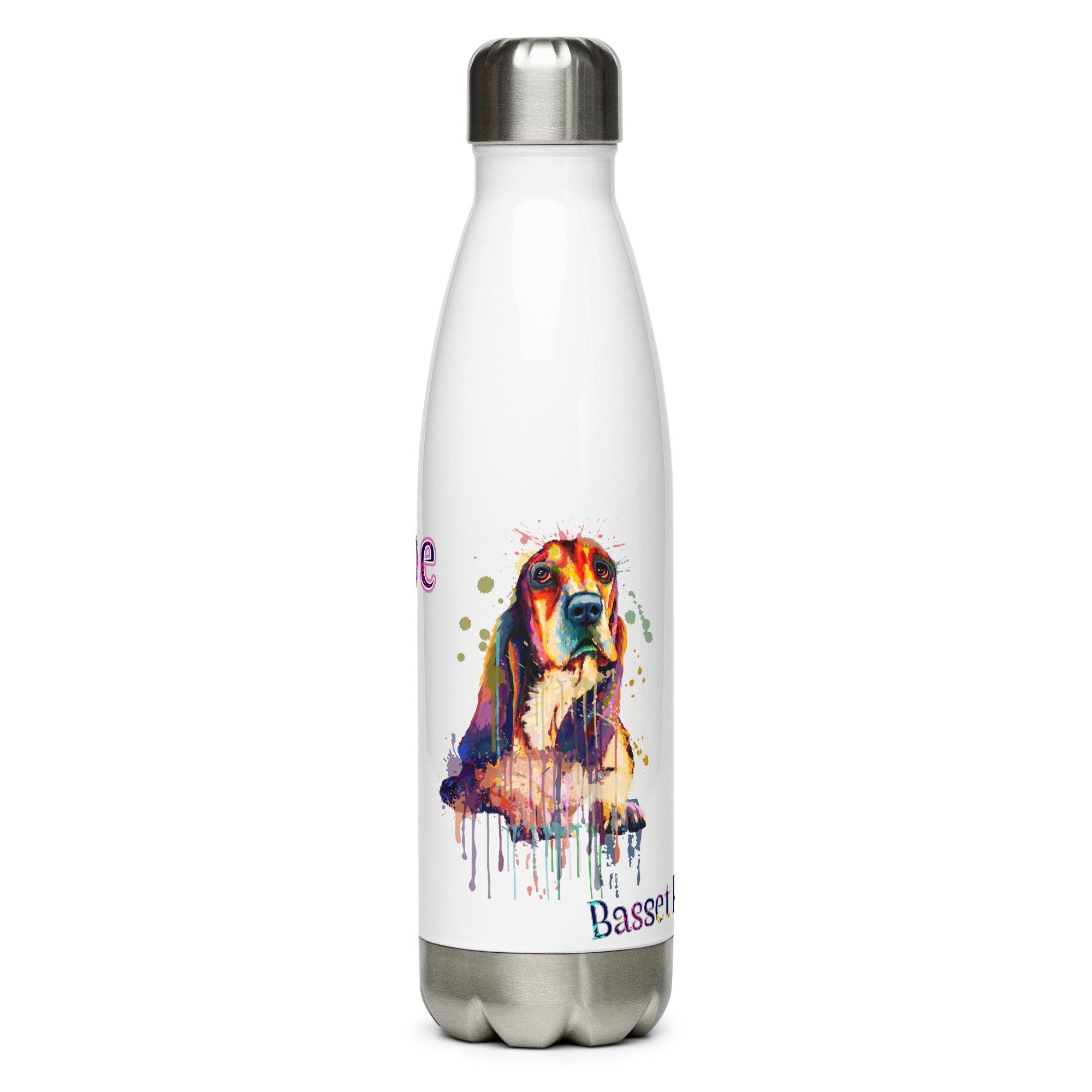 I Love Basset Hounds Stainless Steel Water Bottle - L & M Kee, LLC