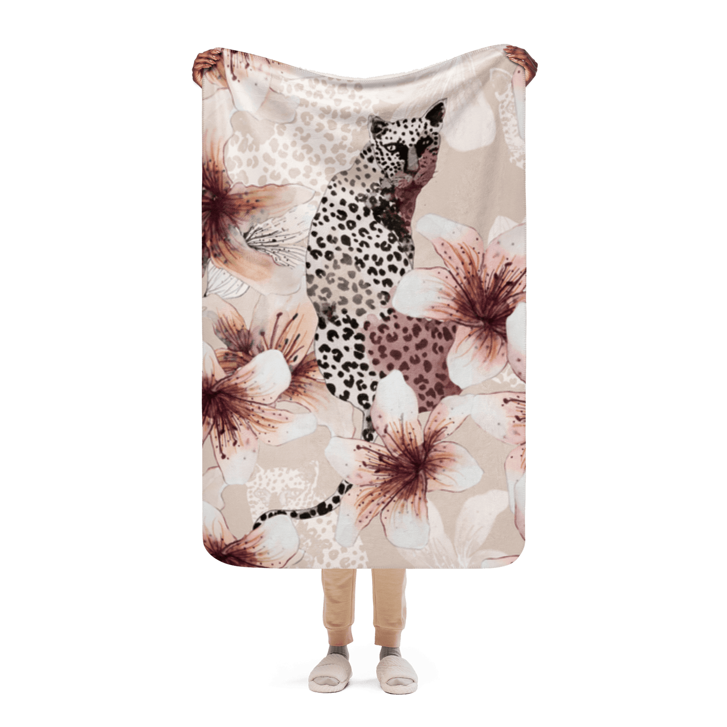 Pinkish Wild Cat Sherpa Blanket - L & M Kee, LLC