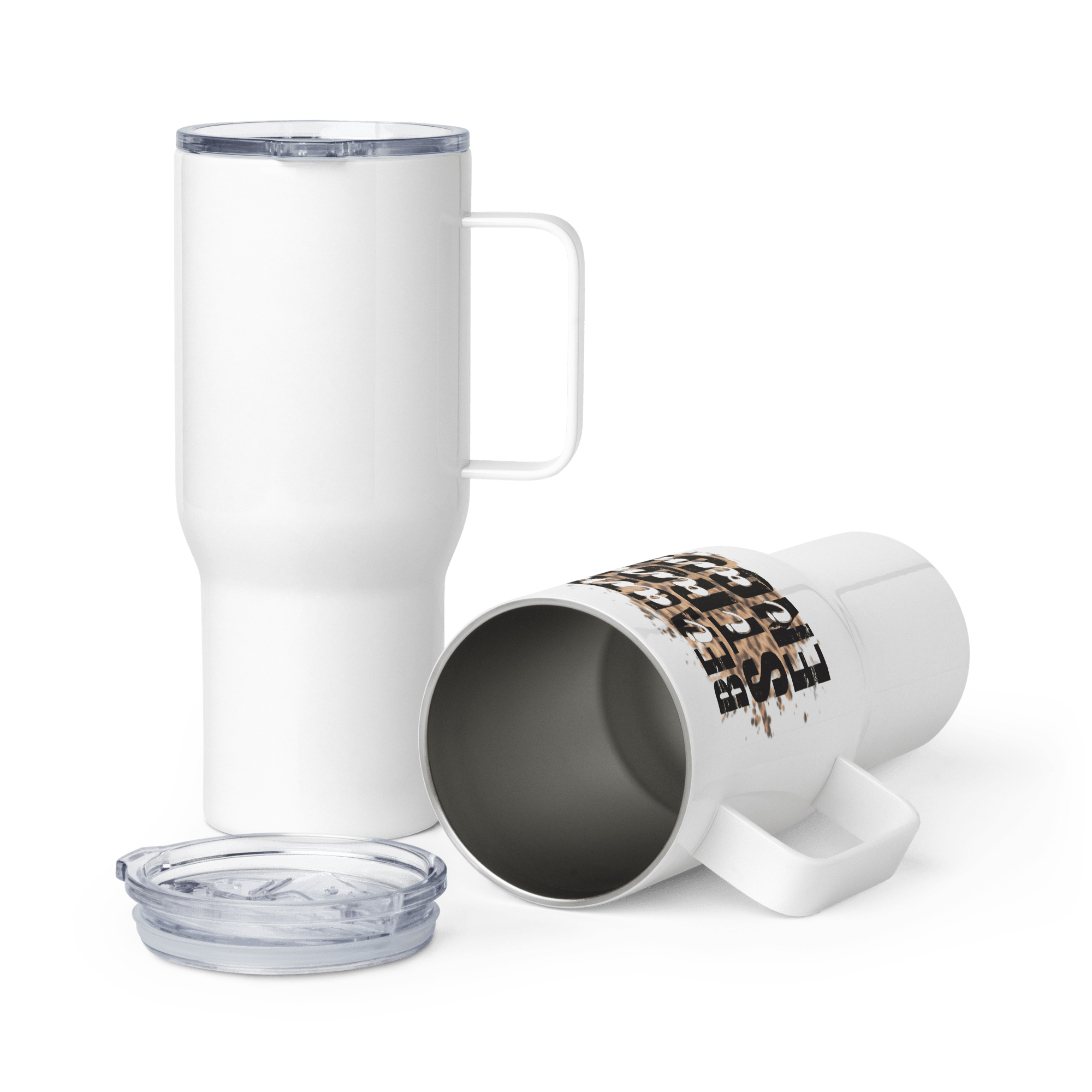 Beautiful Strong Enough Travel mug with a handle - L & M Kee, LLC