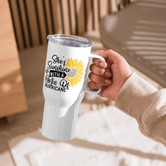 She's Sunshine Travel mug with a handle - L & M Kee, LLC