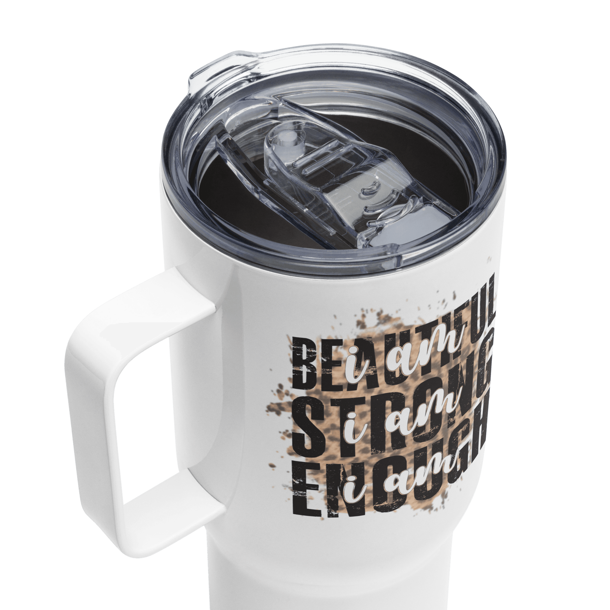 Beautiful Strong Enough Travel mug with a handle - L & M Kee, LLC