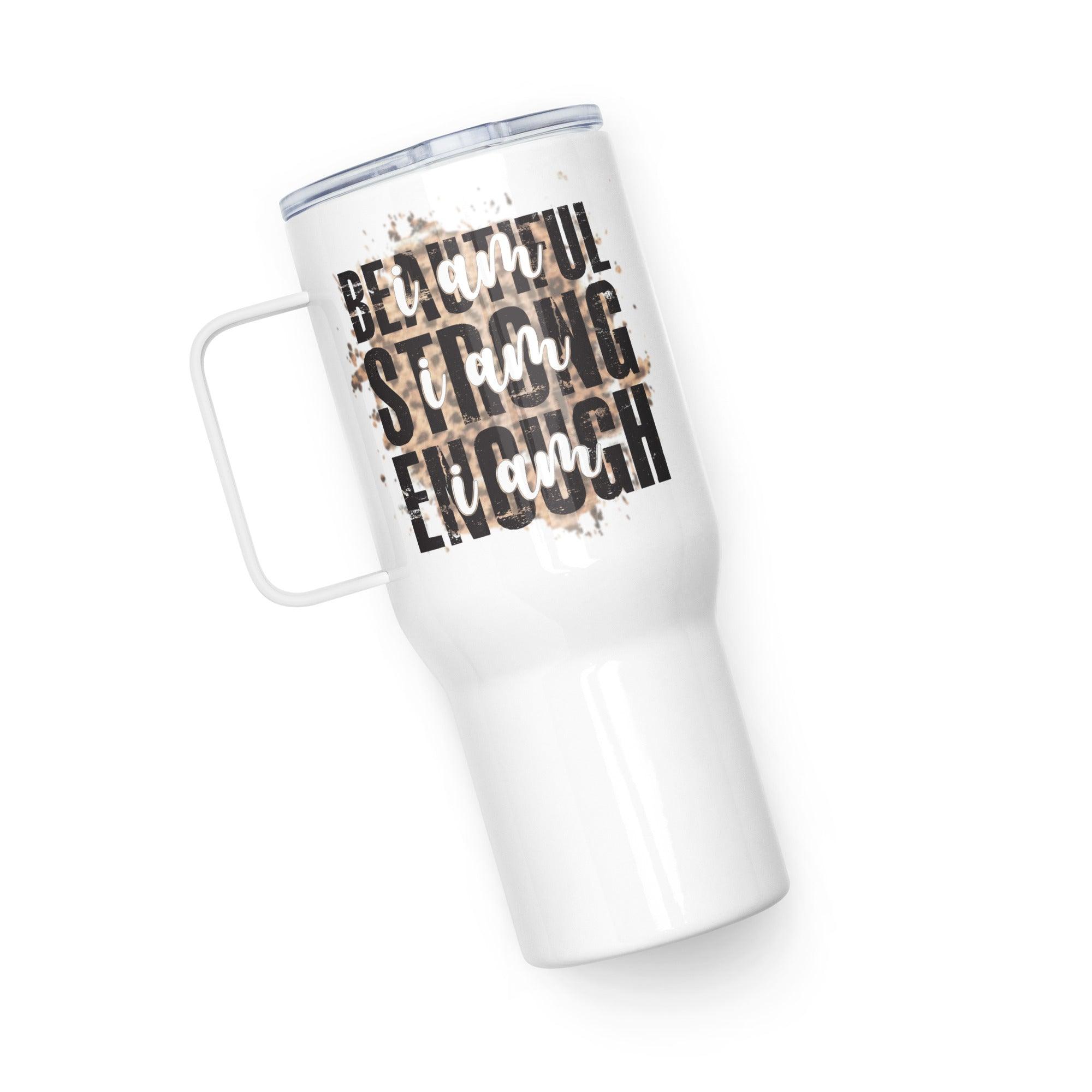 Beautiful Strong Enough Travel mug with a handle - L & M Kee, LLC