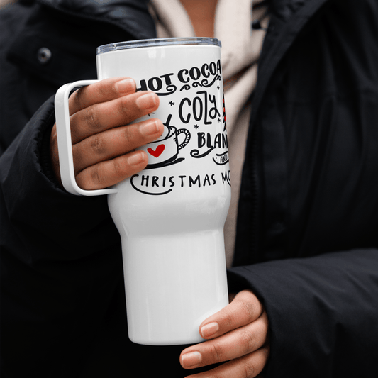 Hot Cocoa Cozy Christmas Movies Travel mug with a handle - L & M Kee, LLC