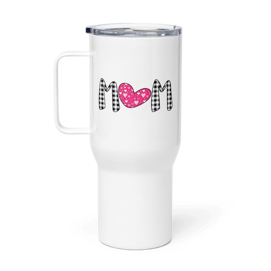 Mom Heart Travel Mug with Handle - L & M Kee, LLC