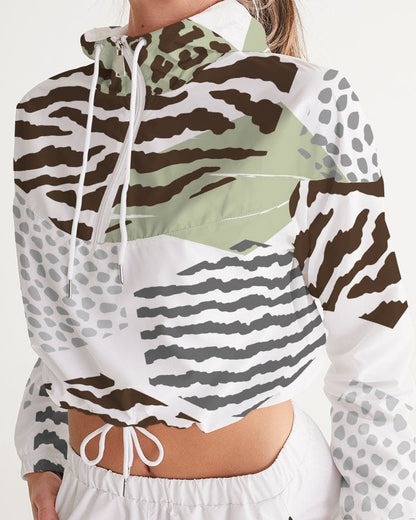 Womens Cropped Windbreaker Jacket - Beige