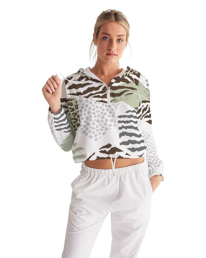 Womens Cropped Windbreaker Jacket - Beige