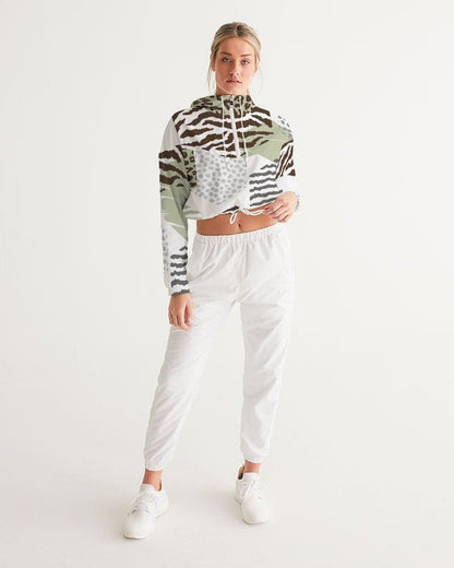 Womens Cropped Windbreaker Jacket - Beige