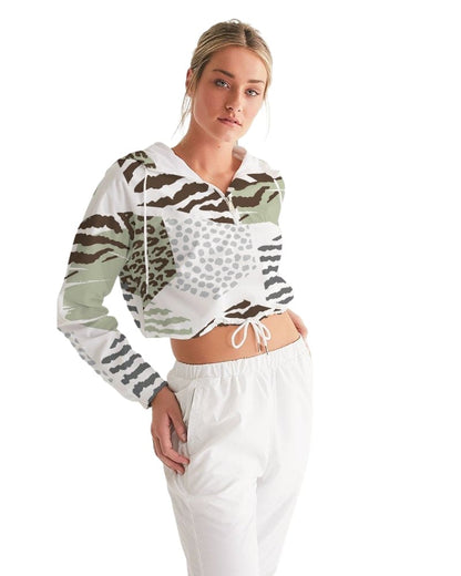 Womens Cropped Windbreaker Jacket - Beige