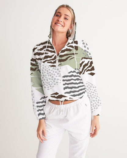 Womens Cropped Windbreaker Jacket - Beige